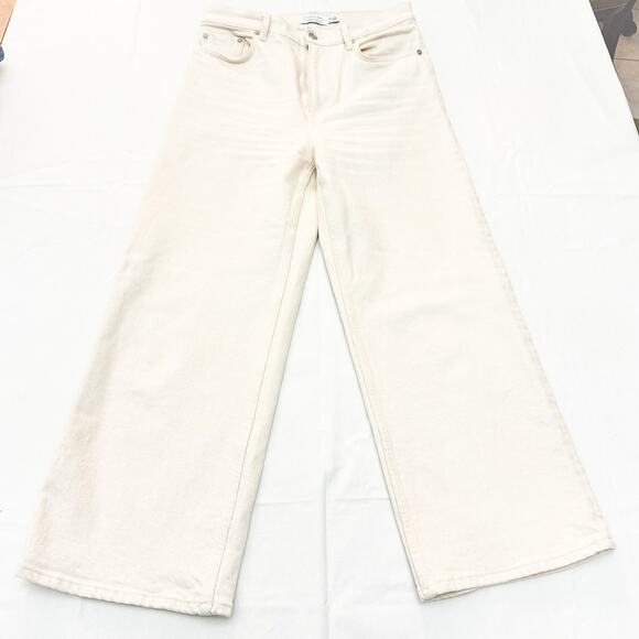 & Other Stories Wide Leg Cream Button Fly Denim Jeans Size 28 - Picture 2 of 9
